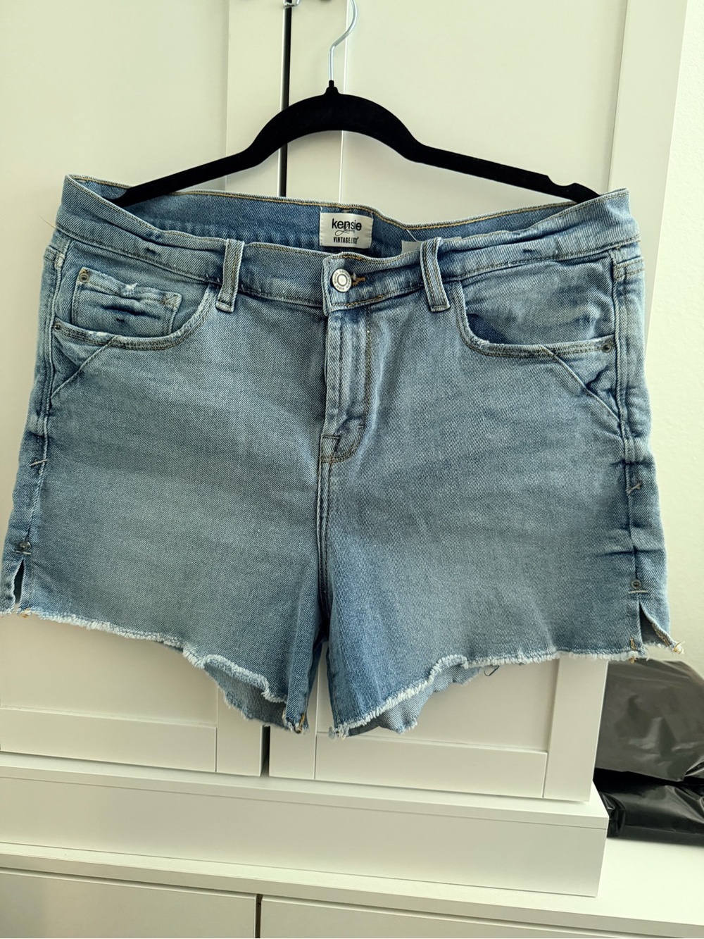 Kensie Light Blue Distressed Cutoff Denim Shorts